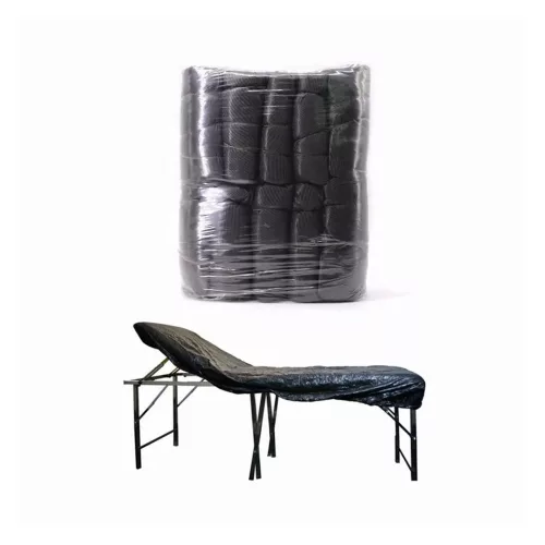 Fekete ágytakaró fólia gumis szélű 210×90 10 db-os