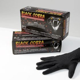 Black Cobra púdermentes Latex kesztyű Fekete 100 db