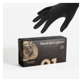 Piranha Black púdermentes kesztyű Latex Fekete 100 db